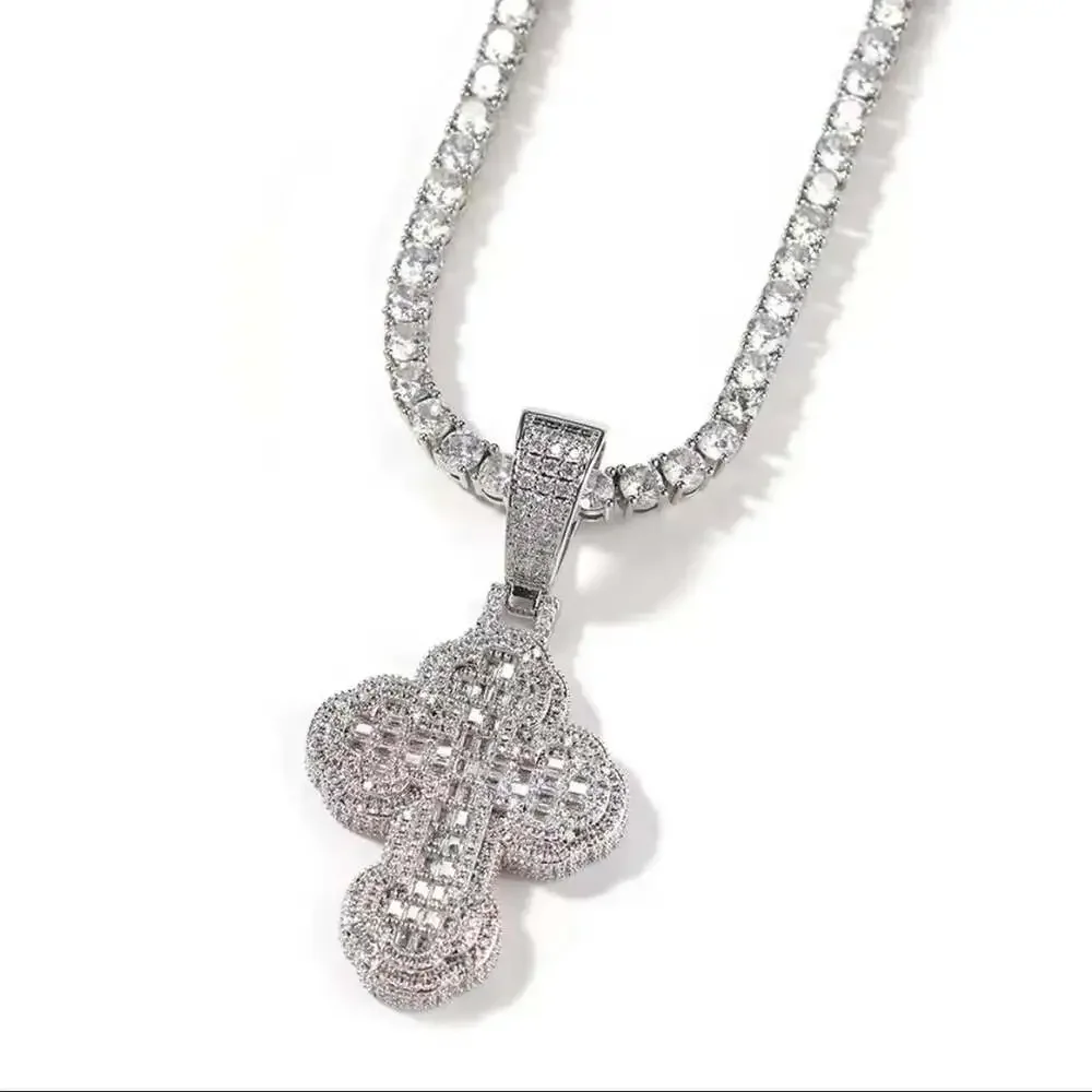 Silver Cross Necklace With Tennis 981 E